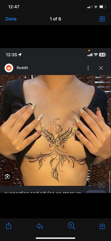 Belly Bottom Tattoos For Women, Henna Chest Tattoo, Between The Breast Tattoo, Upper Stomach Tattoos Women, Tattoo Ideas Female Between Breast, Sternum Tattoo Plus Size Women, Tattoo In Between Breast, Chest Piece Tattoos For Women, Unique Chest Tattoo Female