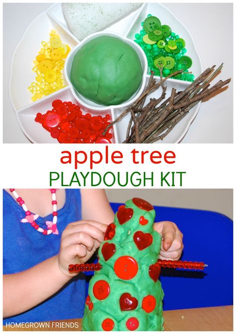 Apple Tree Playdough Kit Apple Playdough, Playdough Ideas, Apple Song, Preschool Apple Theme, September Preschool, Playdough Kit, Apple Lessons, Apple Preschool, Teach Preschool