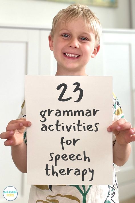 My favorite free and paid resources to work on GRAMMAR in speech therapy. Teaching grammar can be intimidating, but it doesn't have to be! Find fun digital and printable activities to help students gain a better grasp of morphology and syntax, which helps them have more meaningful communication. School Based Speech Therapy, Receptive Language Activities Free, Shape Coding Speech Therapy, Pronouns Speech Therapy Activities, Functional Words Speech Therapy, Speech Therapy Sentence Activities, Pronouns Speech Therapy, Online Speech Therapy Games, Word Retrieval Activities Speech Therapy