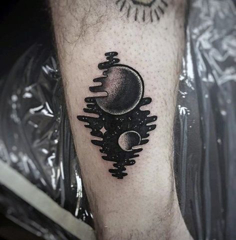 Night Sky With Planets Small Creative Mens Leg Tattoo Super Tattoo, Tattoo Leg, Creative Tattoo, Clever Tattoos, Foot Tattoos For Women, Back Of Shoulder Tattoo, Leg Tattoo Men, Thigh Tattoos Women, Small Tattoos For Guys