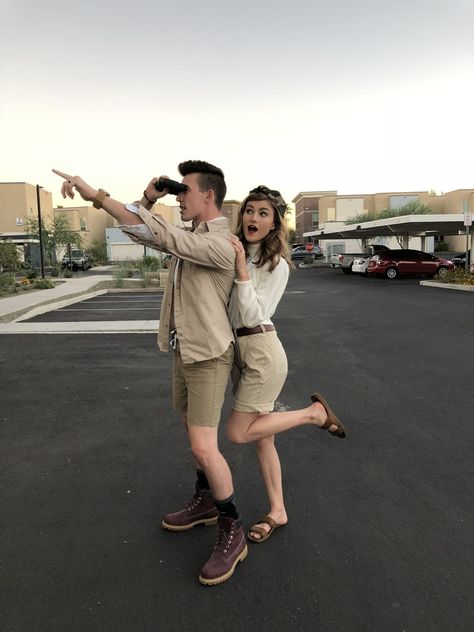 Safari Guide Costume, Couples Halloween Costume, Couples Halloween, Couple Halloween, Couple Halloween Costumes, Hallows Eve, Fun Ideas, Halloween Costume, Cute Dogs