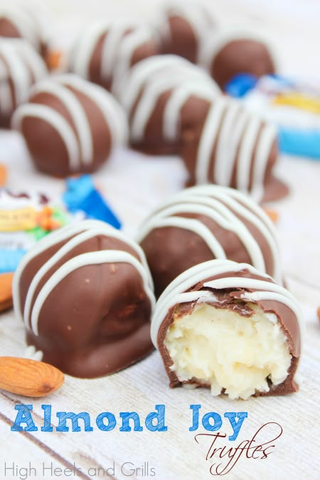 These taste better than Almond Joys, believe it or not. #recipe #dessert #sweet #easy http://www.highheelsandgrills.com/2013/09/almond-joy-truffles.html Almond Joys, Truffles Recipe, Pinterest Challenge, Candy Truffles, Almond Joy, Truffle Recipe, Homemade Candies, Candy Desserts, Candy Bars