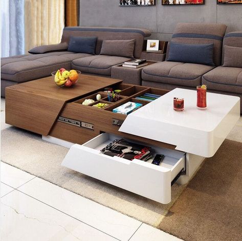 Centre Table Design, Meja Sofa, Centre Table Living Room, Tea Table Design, Center Table Living Room, Coffee Table Design Modern, Extendable Coffee Table, Table With Drawers, Coffee Table With Drawers