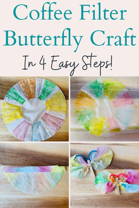 This craft is so cute and easy to make for all ages! Even Pre-K kiddos! Butterfly Craft For Kids, Craft For Preschool, Craft Pipe Cleaner, Butterfly Craft, Preschool Age, Kids Only, Quick Crafts, Butterfly Crafts, Coffee Filter