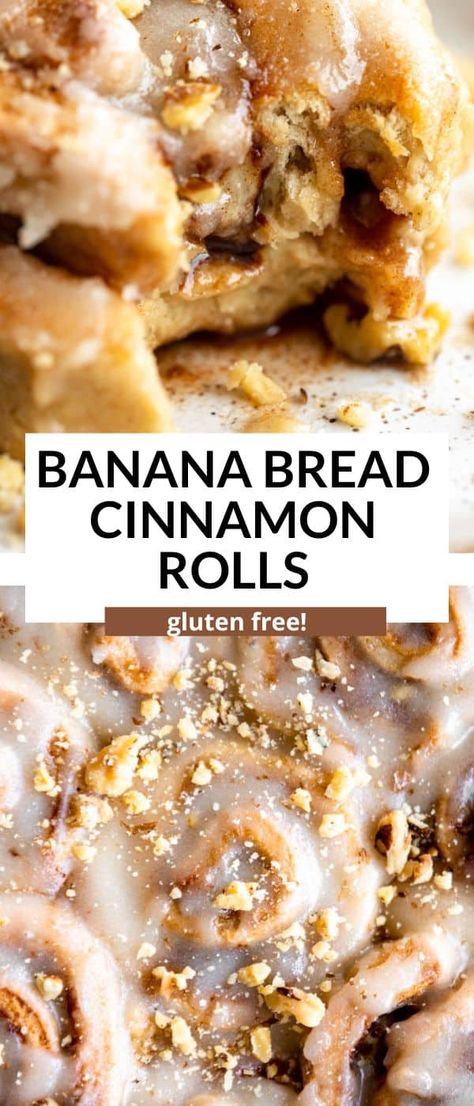 Banana Bread Cinnamon Rolls, Banana Bread Cinnamon, Bread Cinnamon Rolls, Ripe Banana Recipe, Bread Cinnamon, Gluten Free Banana Muffins, Cinnamon Banana Bread, Gluten Free Cinnamon Rolls, Flours Banana Bread