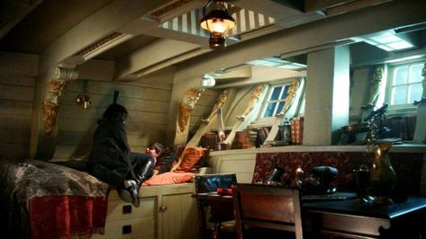 Regina Mills putting Henry Mills to sleep in the Captain’s Quarters of the Jolly Roger (Jewel of the Realm) Jolly Roger Ship, Pirate Ship Bedroom, Pirate Bedroom, Tiny Bed, Interior Concept Art, Captains Quarters, Master And Commander, Dr House, Pirate Life