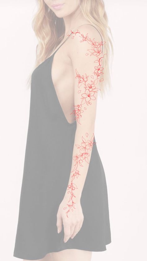 Cherry Blossom Vine Tattoo Arm, Cherry Blossom Wrapped Around Arm Tattoo, Cherry Blossom Wrap Tattoo, Cherry Blossom Arm Wrap Tattoo, Cherry Blossom Tattoo Wrap Around Arm, Cherry Blossom Sleeve, Cherry Blossom Arm Tattoo Sleeve, Cherry Blossom Wrap Around Tattoo, Cherry Blossom Arm Tattoo