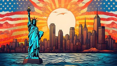 Photo skyline of united states of americ... | Premium Photo #Freepik #photo Usa Wallpaper, Usa University, States In America, Image Icon, Card Banner, Poster Invitation, Backgrounds Desktop, Wallpaper Pc, Nature Travel