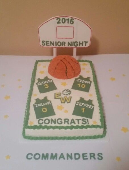 Senior night basketball cake Ideas For Senior Night Basketball, Basketball Poster Ideas Signs Senior Night, Senior Night Posters Basketball Diy, Senior Basketball Banners, Senior Night Banners Basketball, Basketball Cupcakes, Basketball Senior Night, Basketball Cake, Basketball Party