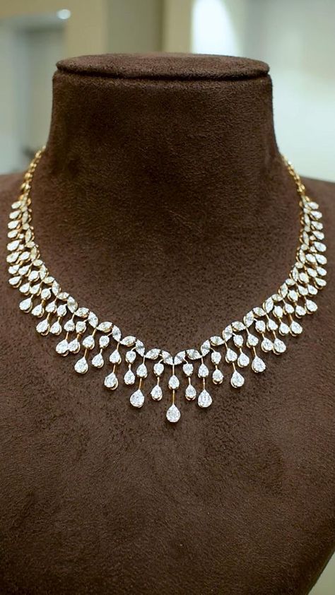 ✨ Dazzling Diamonds ✨ Adorned in exquisite elegance with this stunning fancy cut diamond necklace, sparkling diamond bracelet, and dazzling ring. The perfect ensemble to make a statement and shine bright like a diamond!💍✨ WhatsApp us on 93249 56506! 🤩 Diamond Sets Necklace, Diamond Necklace Set Bridal, Fancy Diamond Necklace, Victorian Jewelry Necklace, Modern Diamond Jewelry, Diamond Necklace Wedding, Lighting The Way, Jewelry Necklace Simple, Bridal Diamond Necklace