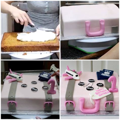 MetDaan Cakes - SUITCASE CAKE | Facebook Suitcase Cake Tutorial, Suitcase Birthday Cake, Travel Cakes, Metdaan Cakes, Luggage Cake, Perfect Birthday Cake, Suitcase Cake, Chef Cake, 70 Birthday