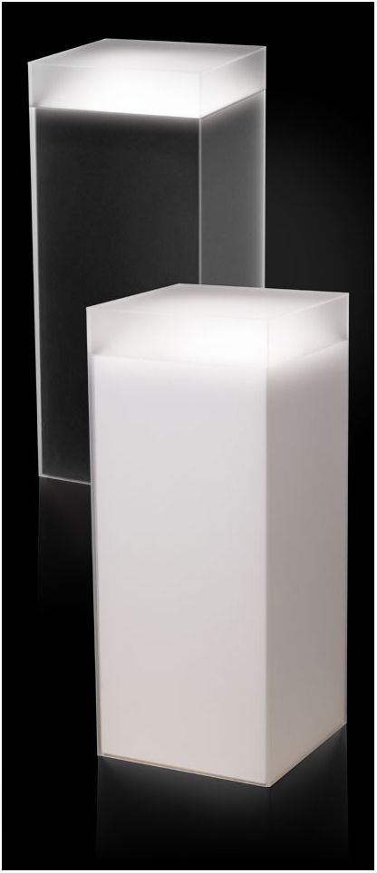 Frosted Acrylic Pedestal with Sleeve and Light Pedestal Ideas, Acrylic Pedestal, Light Box Display, Jewerly Display, Display Tower, Jewerly Displays, Museum Lighting, Display Pedestal, Mall Decor