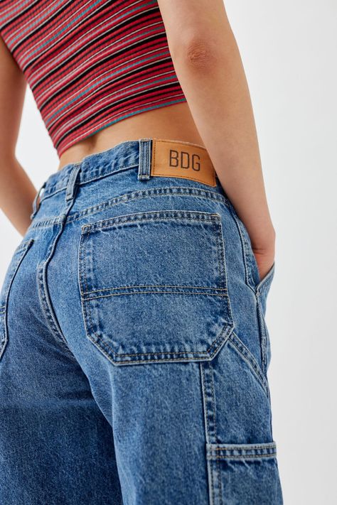 BDG Straight-Leg Carpenter Jean | Urban Outfitters Hong Kong Official Site Skater Fits, Oversized Denim Jacket, Carpenter Jeans, Cargo Jeans, Jeans Women, Exclusive Collection, Ripped Jeans, High Waist Jeans, Hong Kong