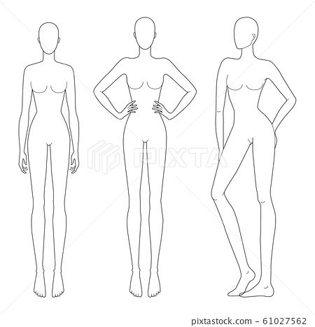 Fashion template of women in different standing poses. Different Standing Poses, Fashion Sketch Template, Croquis Fashion, Fashion Sketching, Fashion Template, Fashion Model Sketch, Fashion Figure Drawing, Fashion Design Template, Model Sketch