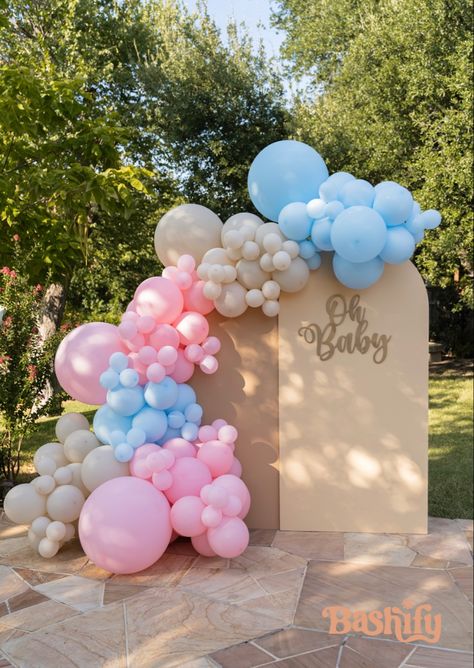 Want to make your special announcement extra special? Bashify can help you create the most beautiful backdrop for your momentous event! We’ll bring the balloons, props and much more to bring your vision to life. Gender Reveal Arch Backdrop, Gender Reveal Decorations Backdrops, Gender Reveal Backdrop Ideas Backgrounds, Indoor Gender Reveal Ideas, Gender Reveal Backdrop Ideas, Gender Reveal Balloon Arch, 2023 Balloons, Gender Ideas, Gender Reveal Backdrop