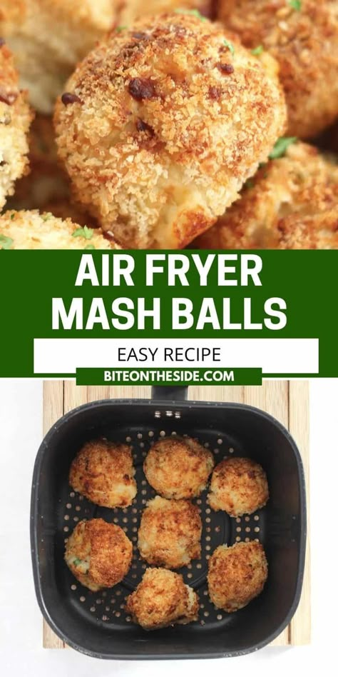 Air Fried Mashed Potato Balls, Fried Mashed Potato Balls Air Fryer, Leftover Mashed Potatoes Air Fryer, Mash Potato Leftover Recipes, Mashed Potato Balls Air Fryer, Leftover Mashed Potato Recipes Air Fryer, Potato Balls Air Fryer, Deep Fried Stuffing Balls, Air Fryer Mashed Potatoes