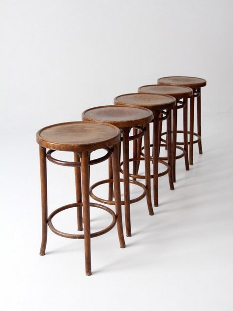 Bentwood Stools - Foter Byron Bay House, Wood Stools, Vintage Bar Stools, Industrial Bar Stools, Vintage Stool, Log Furniture, Bent Wood, Wood Bar Stools, Bench Stool