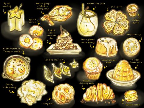 Fae Inspired Food, Magic Food Concept Art, Fantasy Food Illustration, Worldbuilding Food, Magic Food Art, Alien Food Concept Art, Fantasy Food Ideas, Fantasy Food Concept Art, Fantasy Food Art