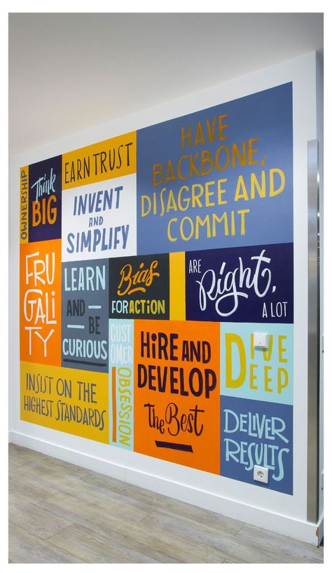 Office Wall Art Creative, Art Office Design, Written Fonts, School Wall Art Ideas, Wall Art Creative, Office Graphics, Office Mural, Office Wall Design, Office Paint