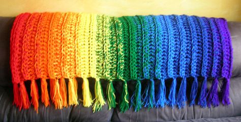 Somewhere Over the Rainbow - Full Image Crochet Blanket Girl, Rainbow Afghan, Crochet Blanket Rainbow, Crochet Rainbow, Rainbow Blanket, Crochet For Beginners Blanket, Crochet Throw Blanket, Rainbow Crochet, Manta Crochet