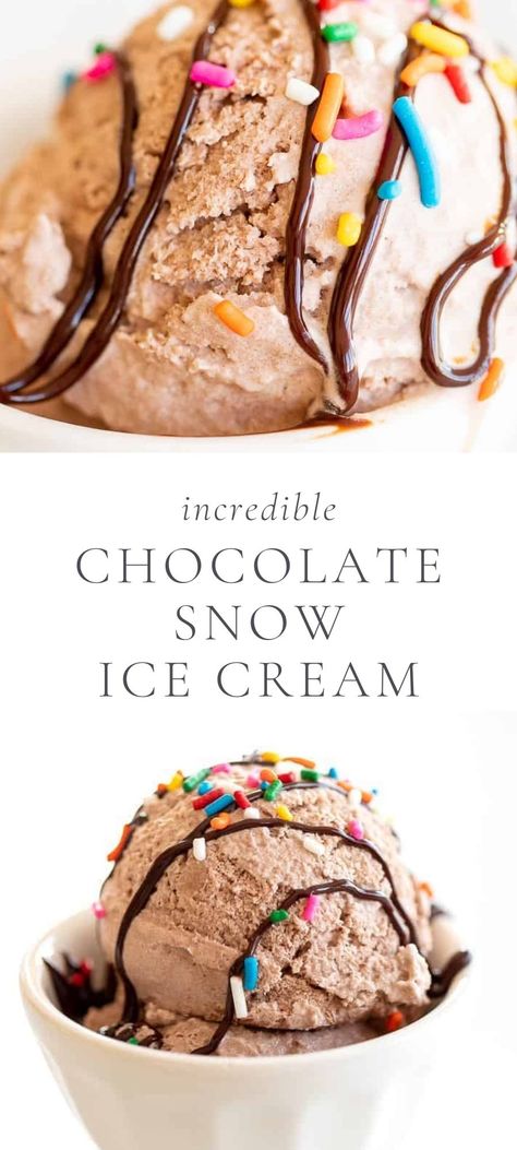 Snowcream Recipe, Snow Recipe, Snow Ice Cream, Fall Cookie Recipes, Snow Cream, Chocolate Ice Cream Recipe, Family Desserts, Julie Blanner, Frozen Hot Chocolate