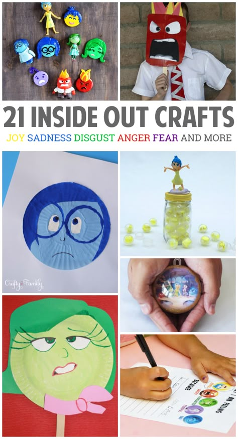 This movie was a huge hit in my family which led us to start making all sorts of Inside Out crafts. Inside Out Crafts, Inside Out Activities, Jan Stevens, Identifying Feelings, Inside Out Emotions, Movie Crafts, Movie Inside Out, Emotions Activities, Therapeutic Activities