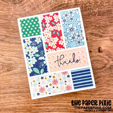 Stamping Up Cards 2023, New Stampin Up Cards 2023, Scrapbook Card Ideas, Petal Park, The Paper Pixie, Paper Pixie, Flowers Paper Craft, Strip Cards, Aesthetic Paper