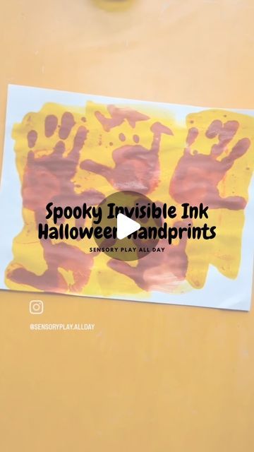 Hannah Sylcox, COTA/L, CPRCS on Instagram: "🎃 Spooky Invisible Ink Halloween Handprints 🎃  ‼️⚠️ Turmeric will stain, so be careful not to get it on clothes or other surfaces. I recommend doing it outside and/or placing the paper on foil or an old baking sheet so the turmeric won't bleed through the paper onto the table.  How to create your spooky invisible ink handprints: ✨ add baking soda + warm water to a dish ✨ mix well, dip hand into mixture, make handprint on a piece of paper ✨ let dry completely ✨ in a separate dish, mix hand sanitizer + turmeric ✨ paint over the now dry paper and watch the magic happen! 🔮  🧪 Here is the science behind the activity: turmeric is a pH indicator. This means that it will change the color of different substances when it interacts with them to show us Spooky Invisible Ink Handprints, Invisible Ink Handprint, Turmeric Invisible Ink, Turmeric Painting, Halloween Handprints, Hand Turkey Craft, Halloween Experiments, Ph Indicator, Steam Night