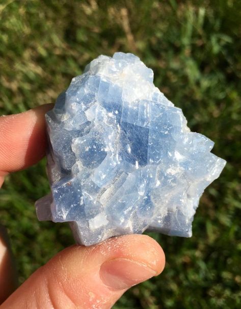 Raw Blue Calcite Crystal (medium) Blue Calcite Crystal, Crystal Aesthetic, Blue Calcite, Crystals Stones, Pretty Rocks, Clear Communication, Calcite Crystal, Minerals And Gemstones, Rocks And Gems