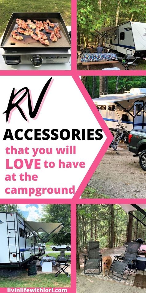 Rv Camping Accessories, Ideas For Camping, Rv Camping Checklist, Rv Camping Tips, Camping Must Haves, Travel Trailer Camping, Camping Set Up, Rv Campgrounds, Rv Accessories