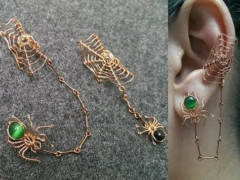 YouTube https://www.youtube.com/watch?v=Jw4hoIYmDiM Wire Spider, Bijoux Fil Aluminium, Wire Jewelry Designs, Diy Wire Jewelry, Wire Work Jewelry, Handmade Wire Jewelry, Work Jewelry, Halloween Jewelry, Diy Schmuck