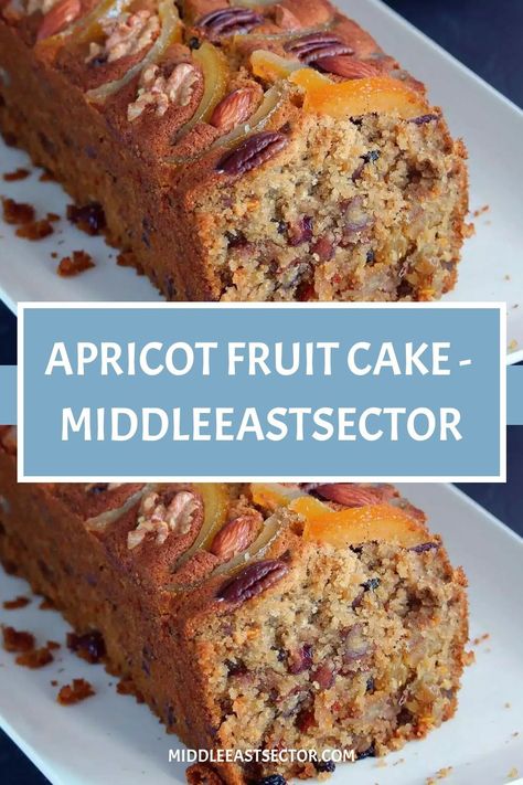 Apricot Fruit cake - middleeastsector https://middleeastsector.com/apricot-fruit-cake/ Pecan Fruit Cake Recipe, Walnut Fruit, Apricot Cake, Fruit Cake Recipe, Different Types Of Cakes, Apricot Recipes, Apricot Fruit, Fruity Cake, Fruitcake Recipes