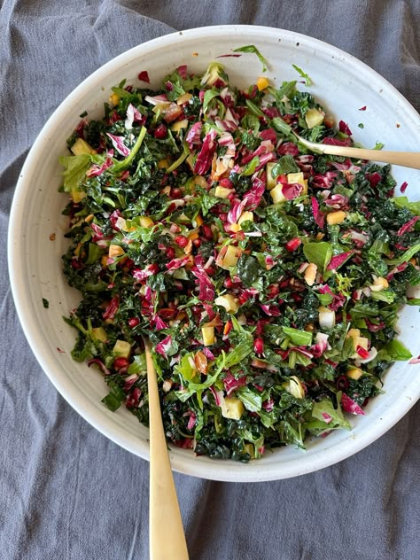 The perfect salad for a holiday dinner party...Winter Chopped Salad with Apple Cider Citrus Vinaigrette. Holiday Chopped Salad, Christmas Chopped Salad, Broccoli Craisin Salad, Elegant Salad Recipes, Winter Chopped Salad, November Salad, Winter Citrus Salad, Holiday Salads Christmas, Christmas Salads Recipes Holidays