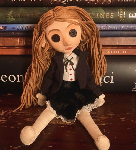 Finally got around to making a long overdue Coraline doll of myself. If anyone is interested in one please let me know! #coraline #corainedoll #coralinedolldiy #coralinemovie #coralinedollcustom #october #halloween #autumn #autumnvibes #fall #rosephelius Personalized Coraline Doll, Making A Coraline Doll Of Myself, Making A Coraline Doll, Zelda Oc, Coraline Dolls, Coraline Movie, Coraline Doll, Pink Skies, Halloween Autumn