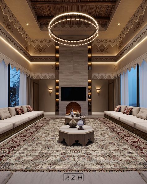 NAJDI MAJLIS :: Behance House Interior Design Living Room, Home Theater Lighting, Ceo Office, Loft House Design, Black Bedroom Decor, Museum Design, Mughal Architecture, Facade Architecture Design, Door Gate Design