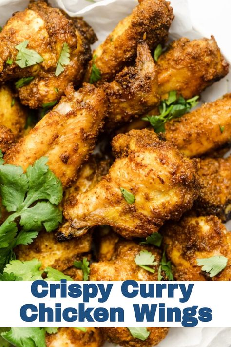 Crispy Curry Chicken Wings Curry Appetizer, Curry Wings Recipe, Seasoned Chicken Wings, Curry Chicken Wings, Baked Curry Chicken, How To Make Curry, Savoury Finger Food, Crispy Wings, Chicken Wings Recipe