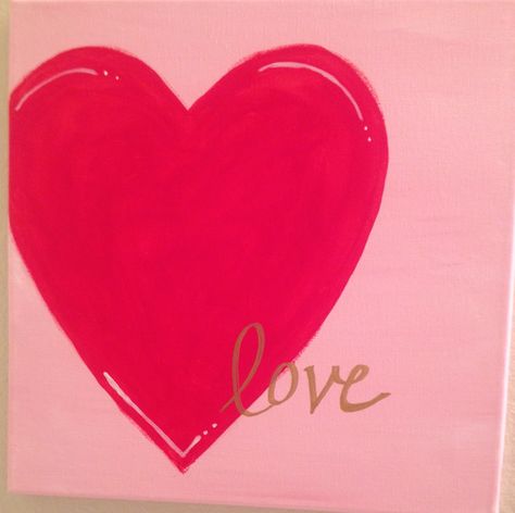 Cute and simple painting on canvas for Valentines Day! Valentine Paintings Easy, Valentines Painting Ideas Canvases Easy, Valentines Day Painting Ideas On Canvas, Valentine’s Day Painting On Canvas, Valentines Paintings, Valentine Paintings, Painting Canvas Ideas, Valentines Painting, Mini Arts