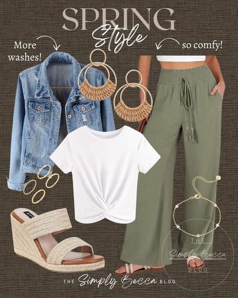 Casual Wide-leg Cargo Pants For Beach, Casual Summer Outfits Jeans, Casual Spring Boho Print Cover-up, Bohemian Style T-shirt For Spring Vacation, Spring Wide-leg Linen Jeans, Summer Linen Wide-leg Jeans, Summer Outfits Jeans, Outfit Verano, Outfits Jeans