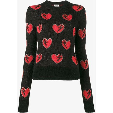 Saint Laurent heart embroidered sweater ($895) ❤ liked on Polyvore featuring tops, sweaters, black, long sleeve jumper, ribbed sweater, embroidery top, long sleeve tops and slimming tops Saint Laurent Sweater, Extra Long Sleeve Sweater, Sweaters Black, Women Aesthetic, Embroidery Top, Heart Sweater, Sweater Vest Women, Knitted Tops, Embroidered Sweater