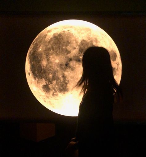 Full Moon, Her Hair, A Woman, Moon, Hair