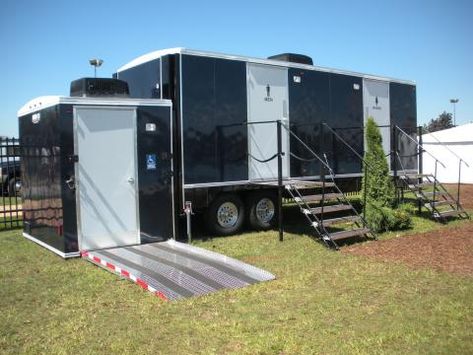 Portable Restroom Trailer ADA Exterior Bathroom Trailer, Ada Restroom, Restroom Trailer, Fall Cabin, Luxury Bathroom Master, Ada Bathroom, Portable Restrooms, Portable Bathroom, Luxury Toilet