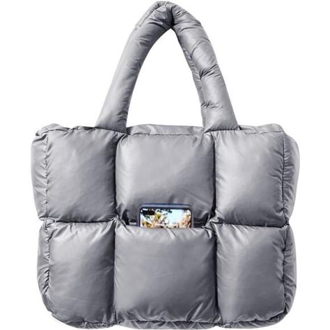 Women large puffer purse puffy tote bags Cool Grey Puffy Tote Bags, Puffer Purse, Puffy Bag, Unique Handbag, Travel Pack, Quilted Totes, Tote Bag Purse, Kids Luggage, Money Bag