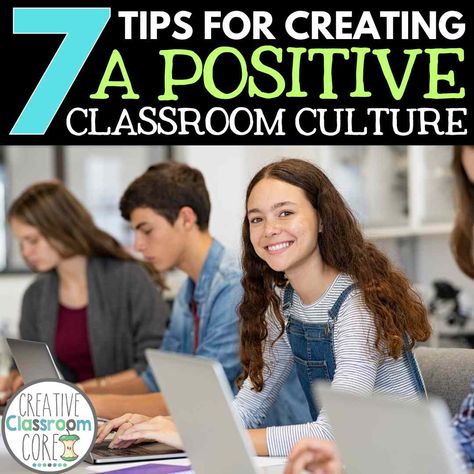 Tips for creating a positive classroom culture - ways to improve the classroom culture in your upper elementary and middle school classroom. Positive Classroom Environment, Classroom Culture, Academic Achievement, Middle School Classroom, Creative Classroom, Classroom Environment, Learning Styles, Novel Studies, School Project