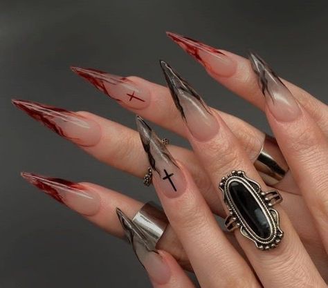 Goth Long Nails, Goth Elegant, Vampy Nails, Gothic Nails, Goth Nails, Long Acrylic, Nails Summer, Elegant Nails, Nails Inspo