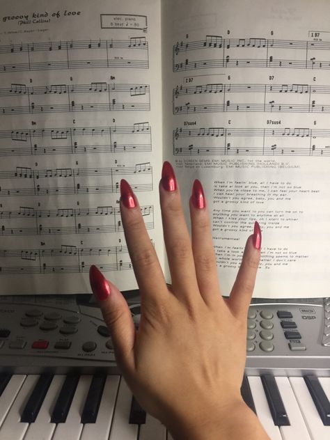 Piano | keyboard | reading | beige | red nail | aesthetic | hands Keyboardist Aesthetic, Red Nail Aesthetic, Aesthetic Hands, Year Board, Nail Aesthetic, Piano Keyboard, Red Nail, Red Nails, Aesthetic Girl