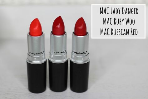 mac lady danger ruby woo russian red comparisson Red Mac Lipstick, Types Of Lipstick, Iconic Red Lipstick, Mac Red Lipsticks, Mac Shades, Mac Lady Danger, Mac Russian Red, Best Mac Lipstick, Mac Ruby Woo