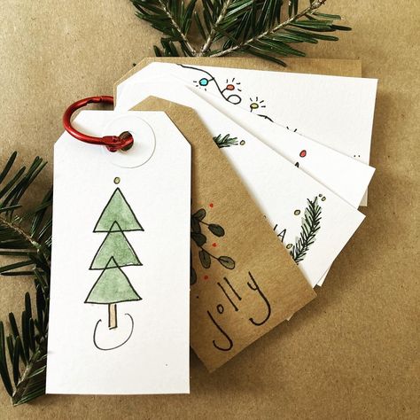 6 count hand painted gift tags To From Christmas Tags, Christmas Watercolor Tags, Christmas Tags Watercolor, Christmas Watercolor Gift Tags, Painted Christmas Tags, Christmas Tags Diy, Christmas Gift Tag Ideas, Watercolor Christmas Tags, Painted Gift Tags