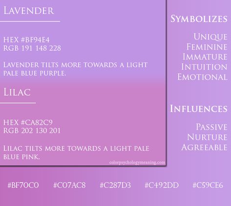 Color Lavender - Meaning, Psychology Lilac Color Meaning, Lavender Color Meaning, Color Meaning Personality, Lavender Meaning, Color Magick, Anti Social Behaviour, French Lilac, Personality Psychology, Web Colors