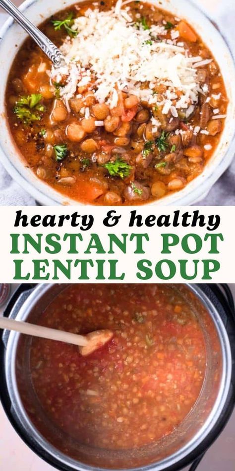 It's so easy to make Instant Pot Lentil Stew using dry brown lentils and a handful of flavorful seasonings. This lentil stew freezes well and is filled with nutritious vegetarian ingredients! Instant Pot Lentils And Rice, Lentil Soup Recipe Instant Pot, Mexican Lentil Soup Recipe, Lentil Soup Instant Pot, Instant Pot Lentils, Instant Pot Lentil Soup, Lentils Instant Pot, Soup Instant Pot, Lentils And Rice