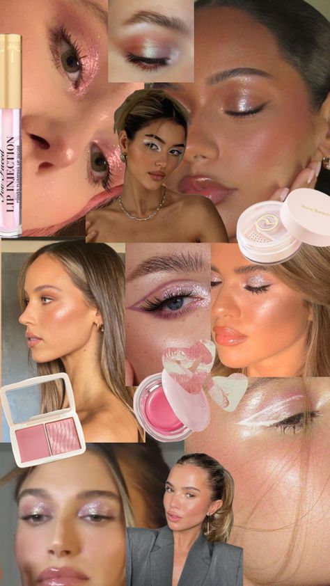 Mood Boards Makeup, Make Up Mood Board, Makeup Collage Aesthetic, Makeup Vision Board, Makeup Mood Board, Makeup Aesthetic Products, Soft Girl Makeup, Makeup Collage, New Makeup Trends